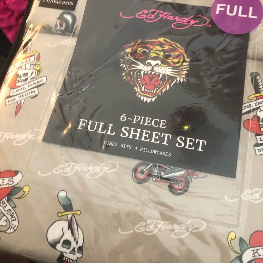 🖤 Ed Hardy Full Sheet Set - Tattoo Print